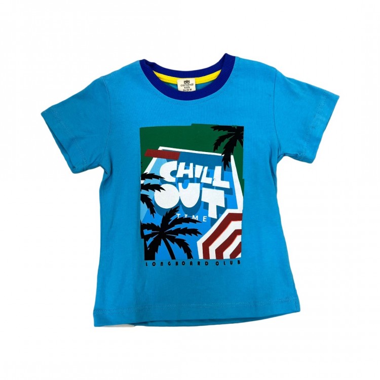 Chill Out Time Baskılı Mavi T-Shirt