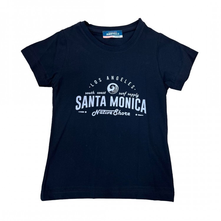 Santa Monica Baskılı Siyah T-Shirt